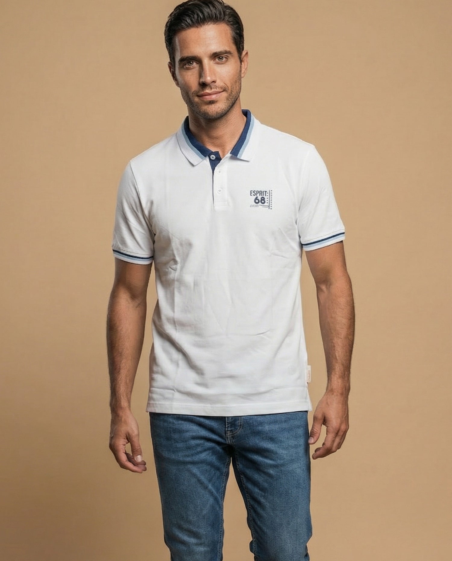 Polo Regular Algodón Hombre - Blanco