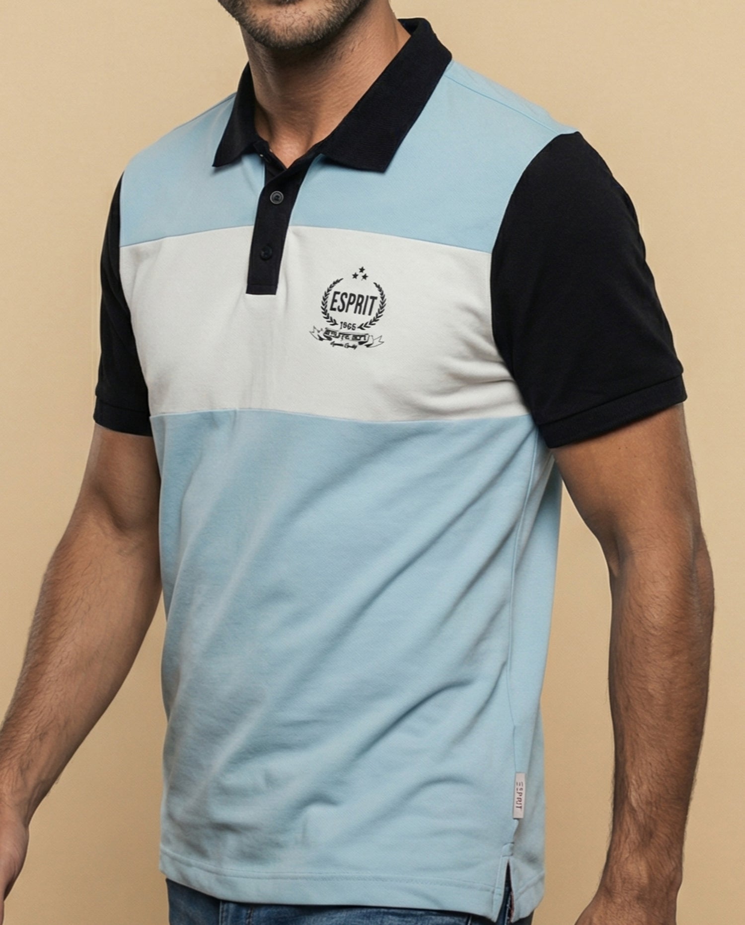 Polo estampado bloques de color - Azul