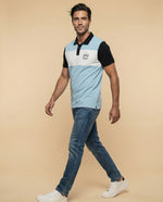 Polo estampado bloques de color - Azul