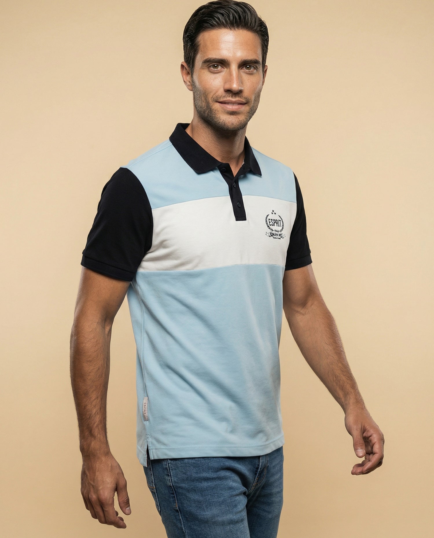 Polo estampado bloques de color - Azul