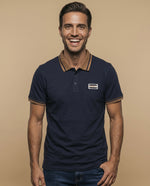 Polo manga corta con ribetes en contraste para hombre - Azul
