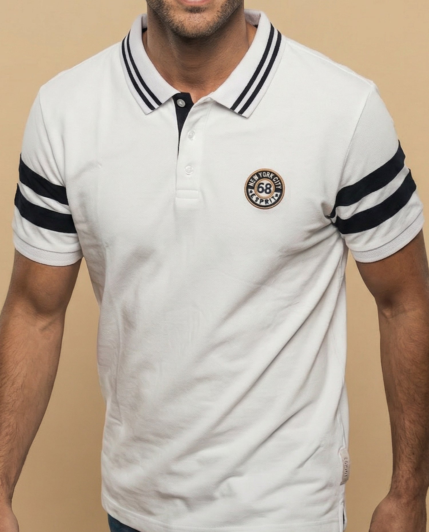 Polo de cuadros pretintado - Blanco