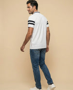 Polo de cuadros pretintado - Blanco