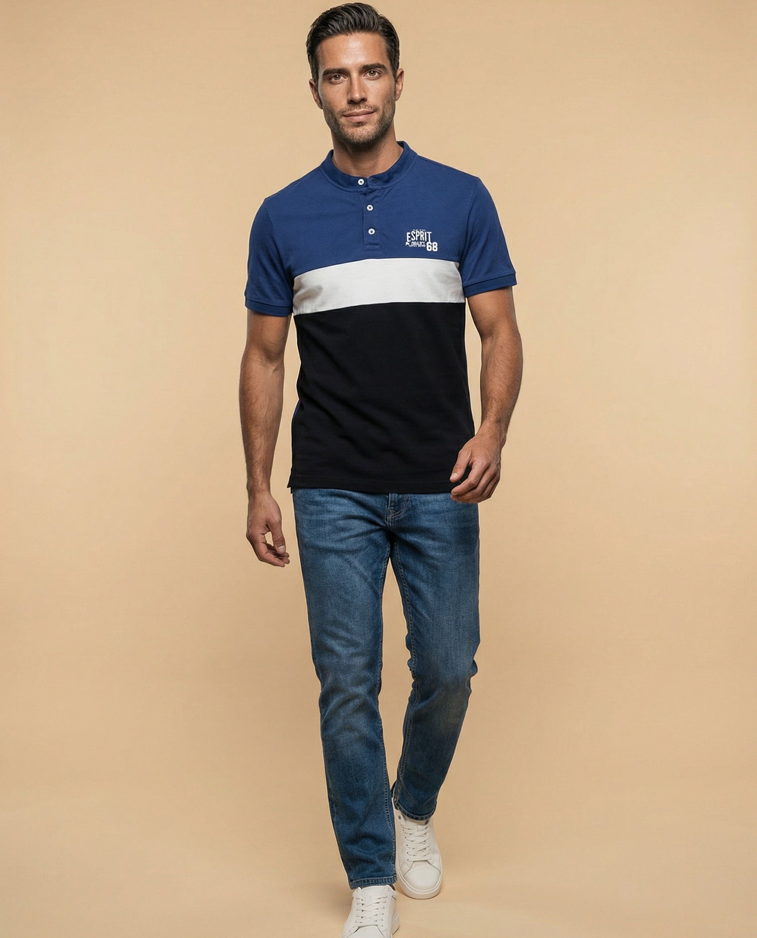 Polo Regular Cuadros Pretintado - Azul