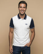 Polo manga corta con mangas y cuello en contraste para hombre - Crudo