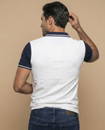 Polo manga corta con mangas y cuello en contraste para hombre - Crudo