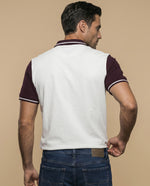 Polo manga corta con mangas y cuello en contraste para hombre - Crudo