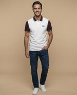 Polo manga corta con mangas y cuello en contraste para hombre - Crudo
