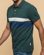 Polo de manga corta con franjas horizontales para hombre - Verde