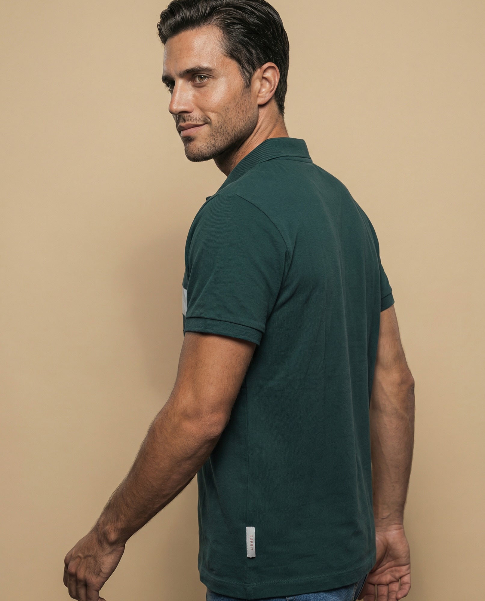 Polo de manga corta con franjas horizontales para hombre - Verde 34_305F381_VER144908_4