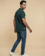 Polo de manga corta con franjas horizontales para hombre - Verde