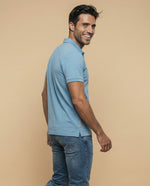 Polo manga corta con cuello clásico para hombre - Azul