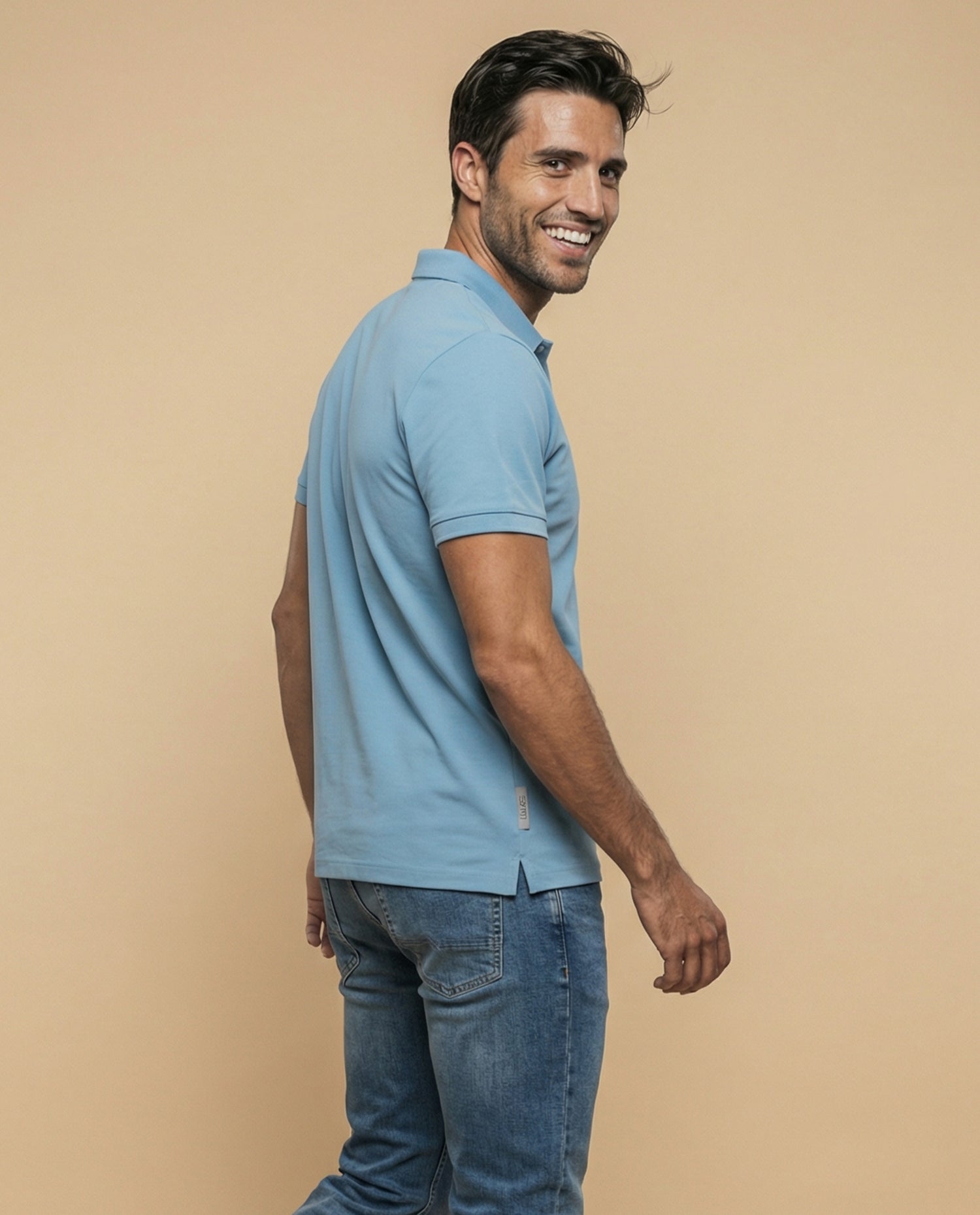 Polo manga corta con cuello clásico para hombre - Azul