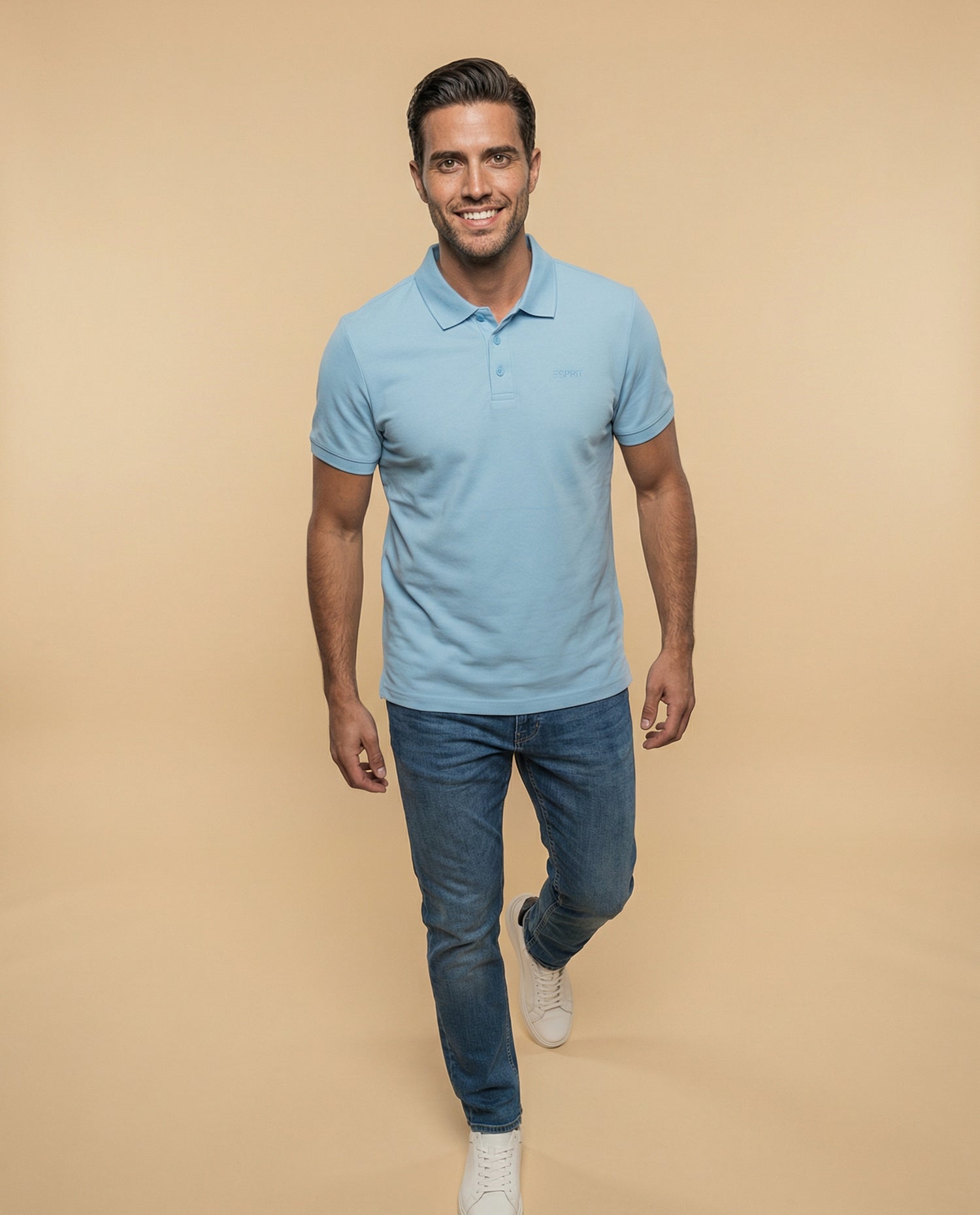 Polo manga corta con cuello clásico para hombre - Azul