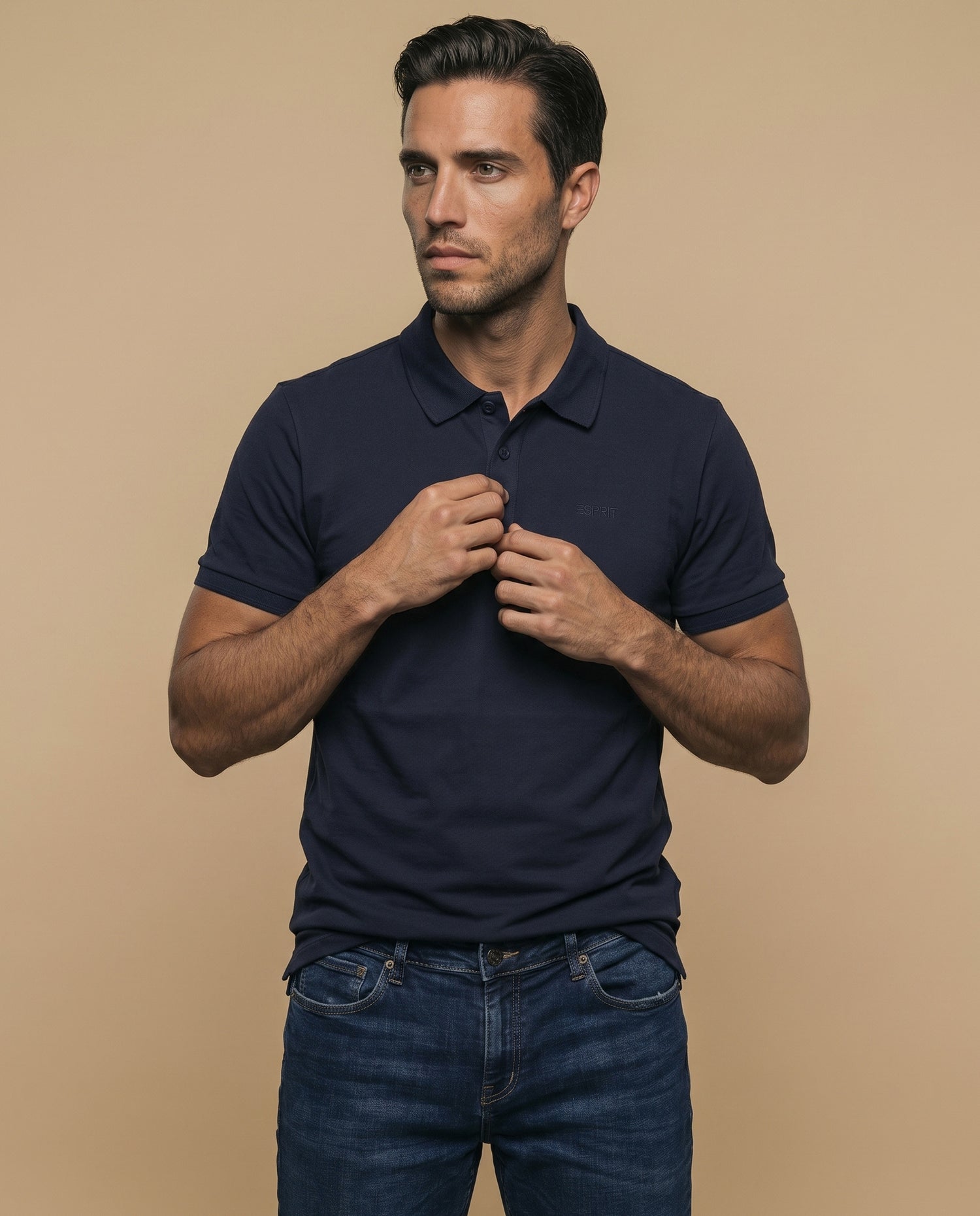 Polo manga corta con cuello clásico para hombre - Azul