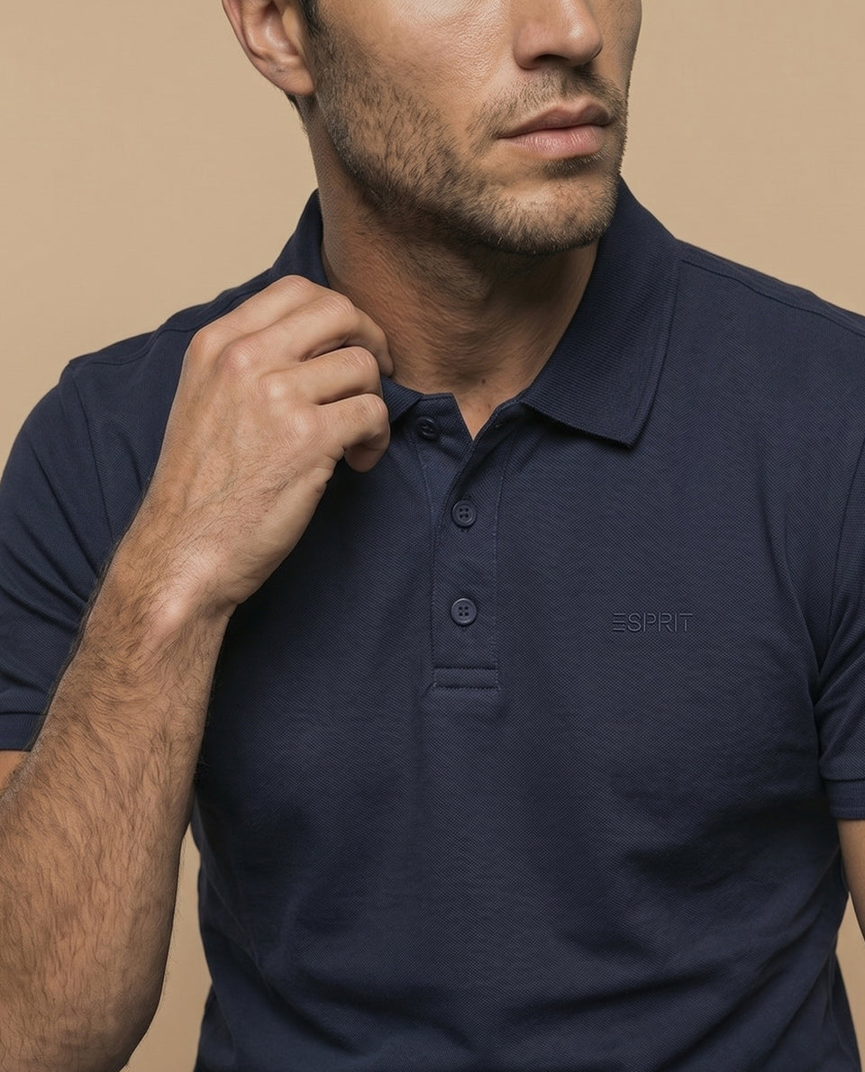 Polo manga corta con cuello clásico para hombre - Azul 34_305F387_AZU194034_3