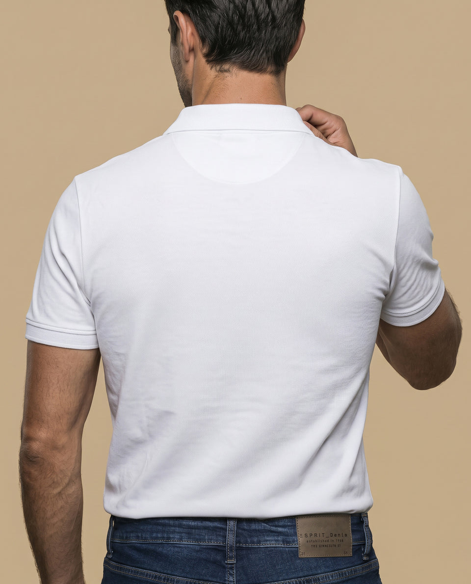 Polo manga corta con cuello clásico para hombre - Blanco 34_305F387_BLA110700_4