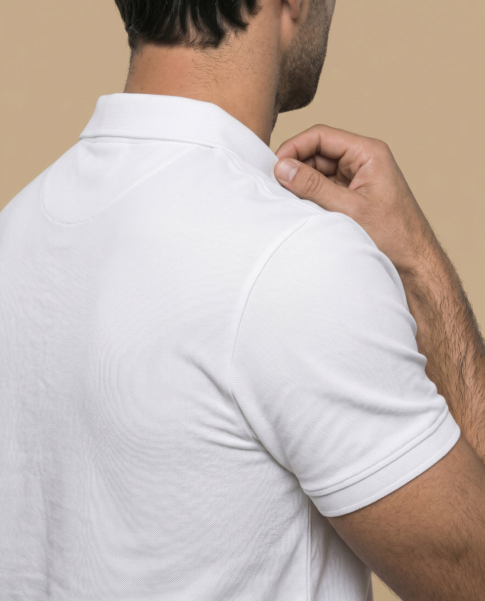 Polo manga corta con cuello clásico para hombre - Blanco 34_305F387_BLA110700_6