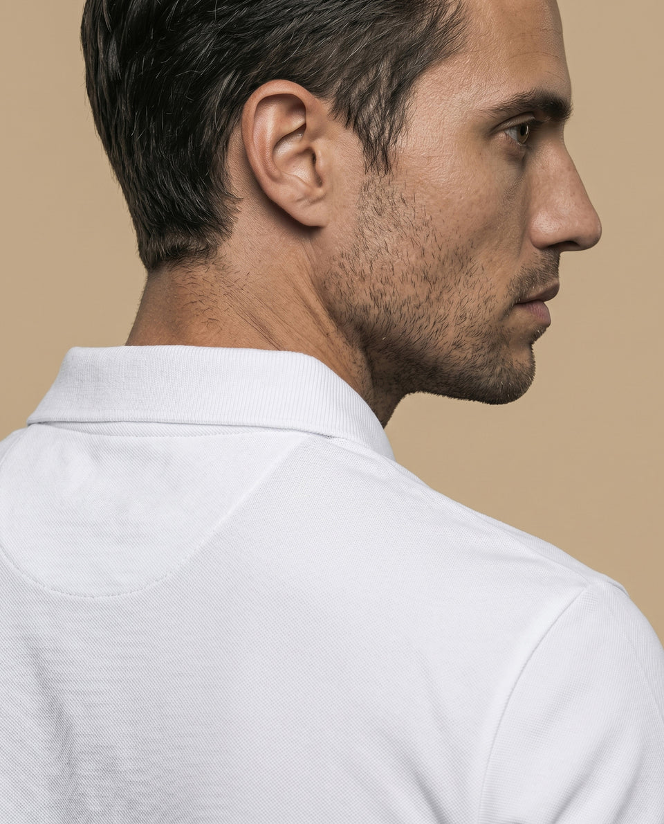 Polo manga corta con cuello clásico para hombre - Blanco 34_305F387_BLA110700_7