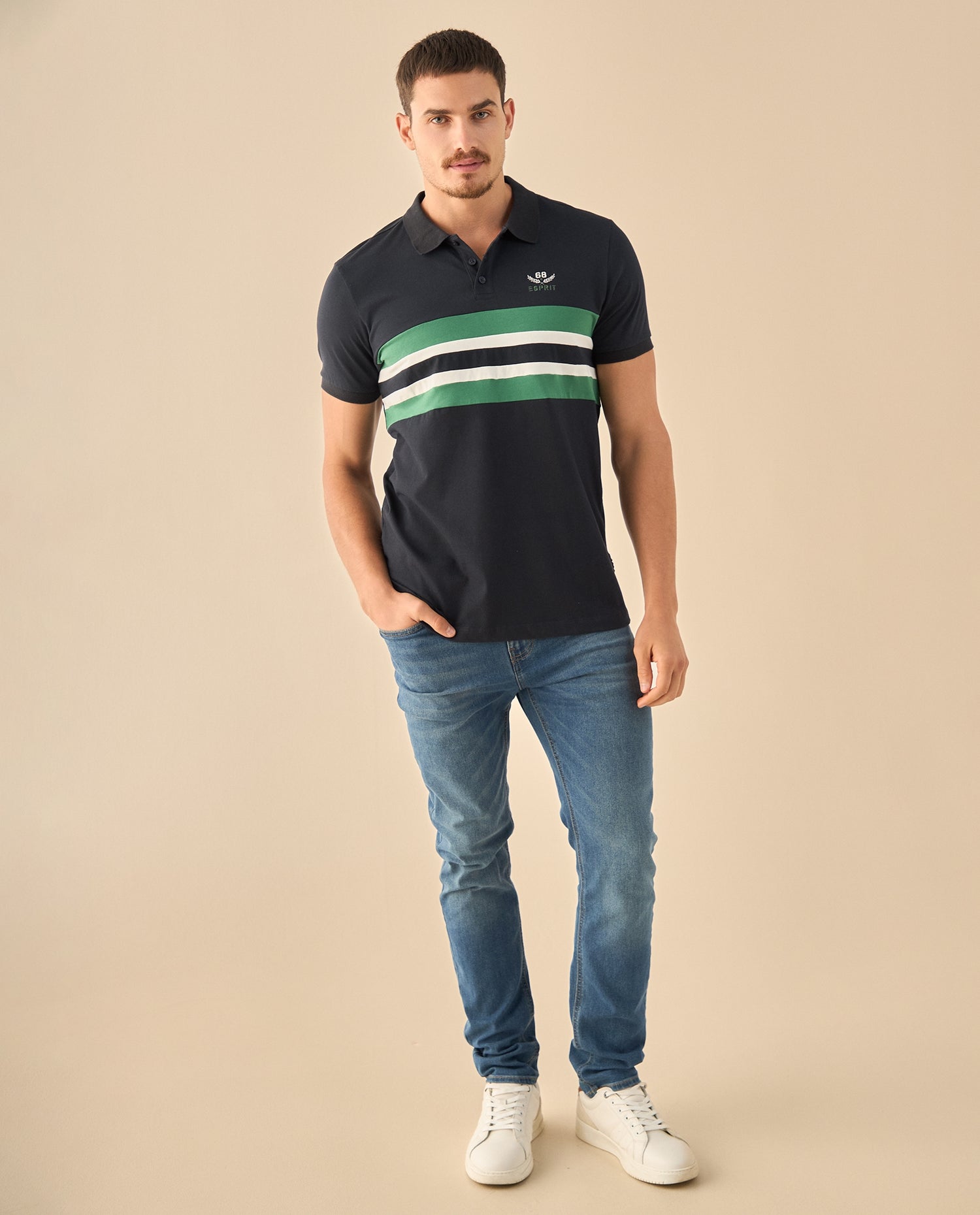 Polo con Rayas Deportivo - Azul