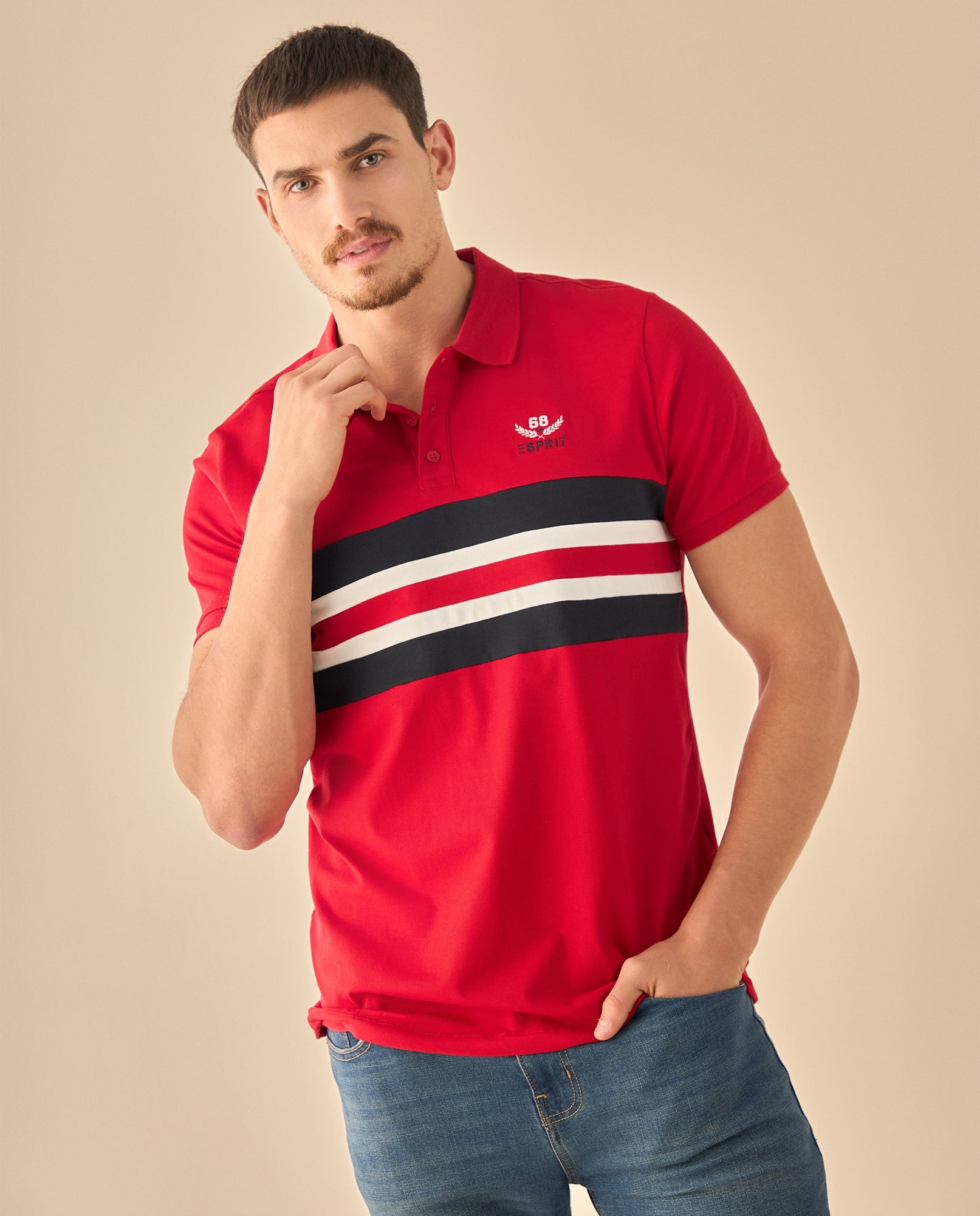 Polo con Rayas Deportivo - Rojo 34_305G302_ROJ191758_0