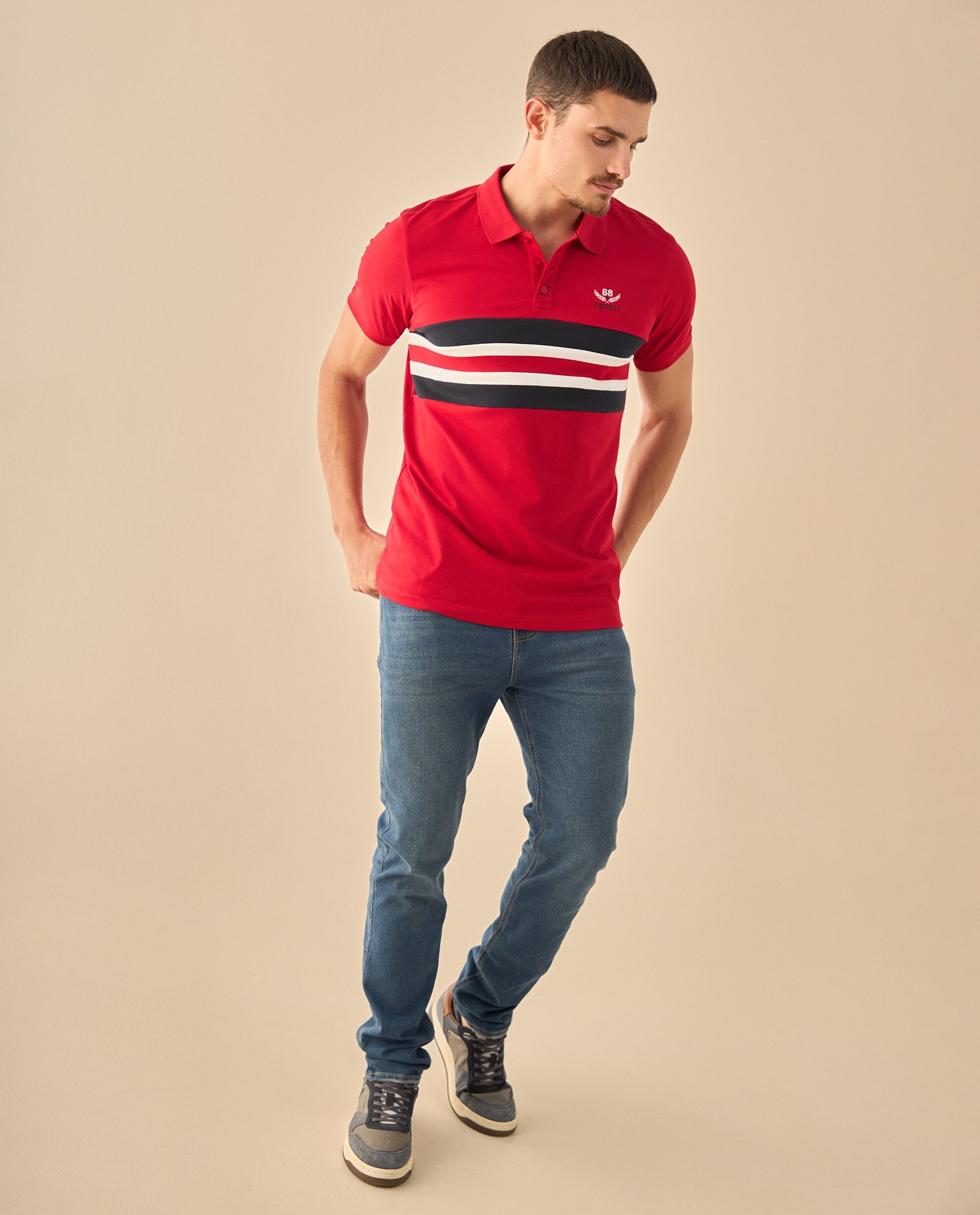 Polo con Rayas Deportivo - Rojo 34_305G302_ROJ191758_5