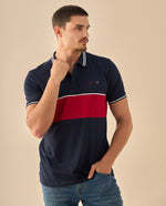 Polo con Franja Contrastante - Azul