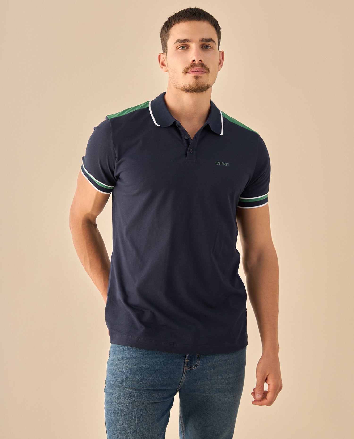 Polo con Ribetes Contrastantes - Azul