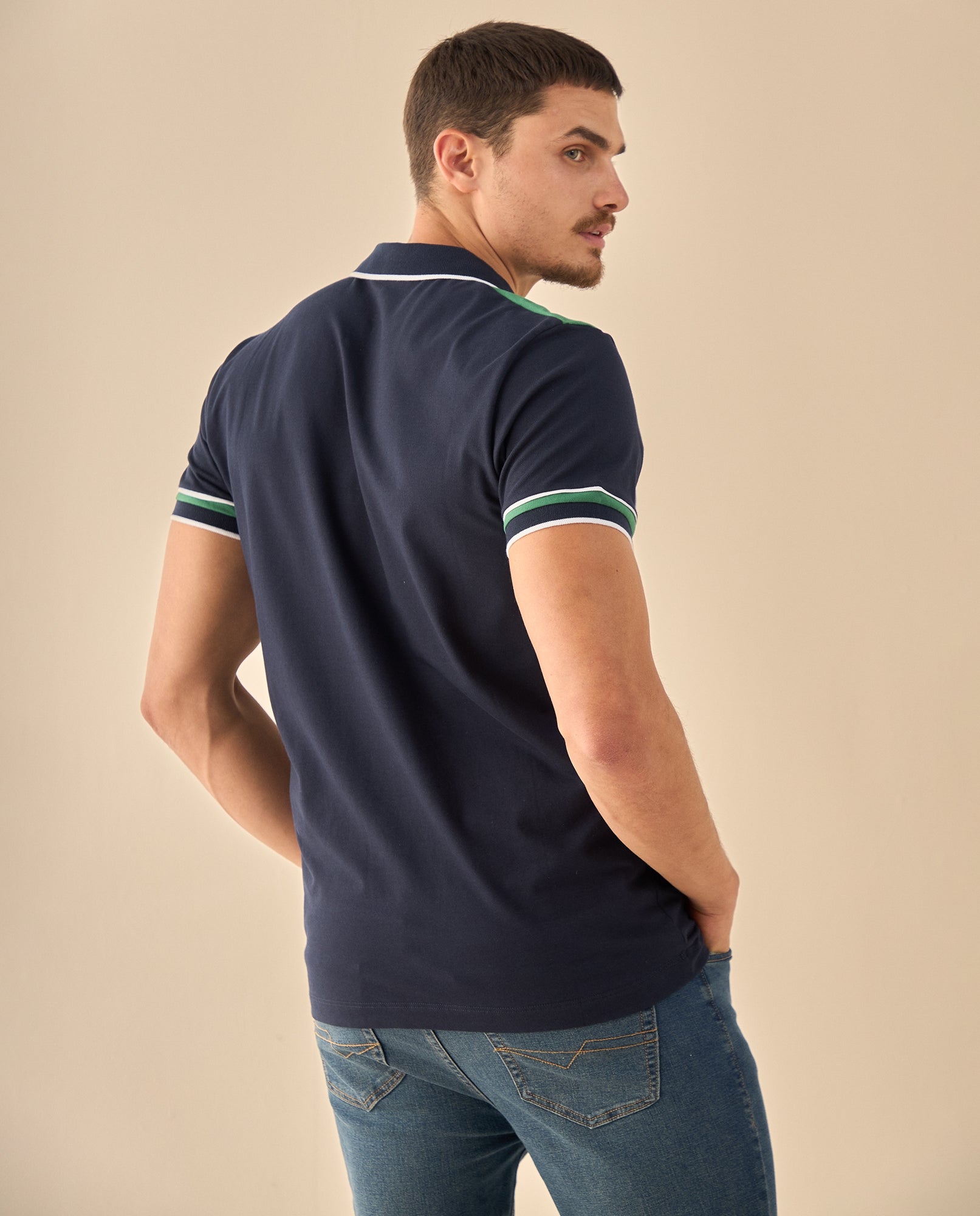 Polo con Ribetes Contrastantes - Azul 34_305G319_AZU144307_4