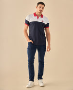 Polo con Diseño Block Premium - Azul
