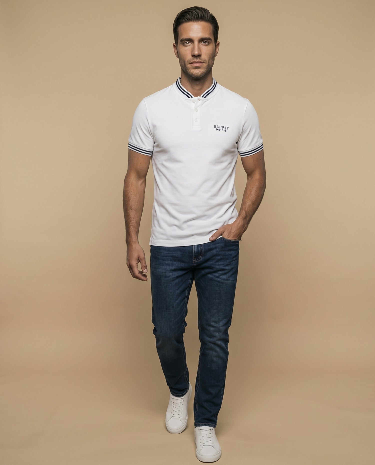 Polo con Ribetes Contrastantes - Blanco