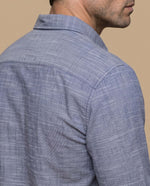 Camisa regular bolsillo algodón - Azul