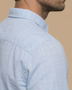Camisa manga larga con cuello abotonado y microrayas para hombre - Azul