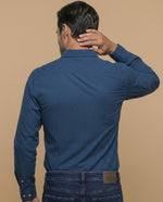 Camisa slim puntos pequeños - Azul