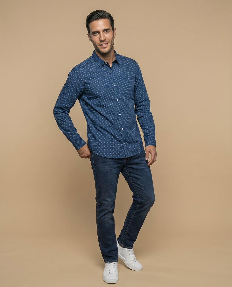 Camisa slim puntos pequeños - Azul 34_315E306_AZU184041_5