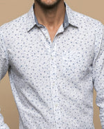 Camisa slim estampado floral azul - Blanco