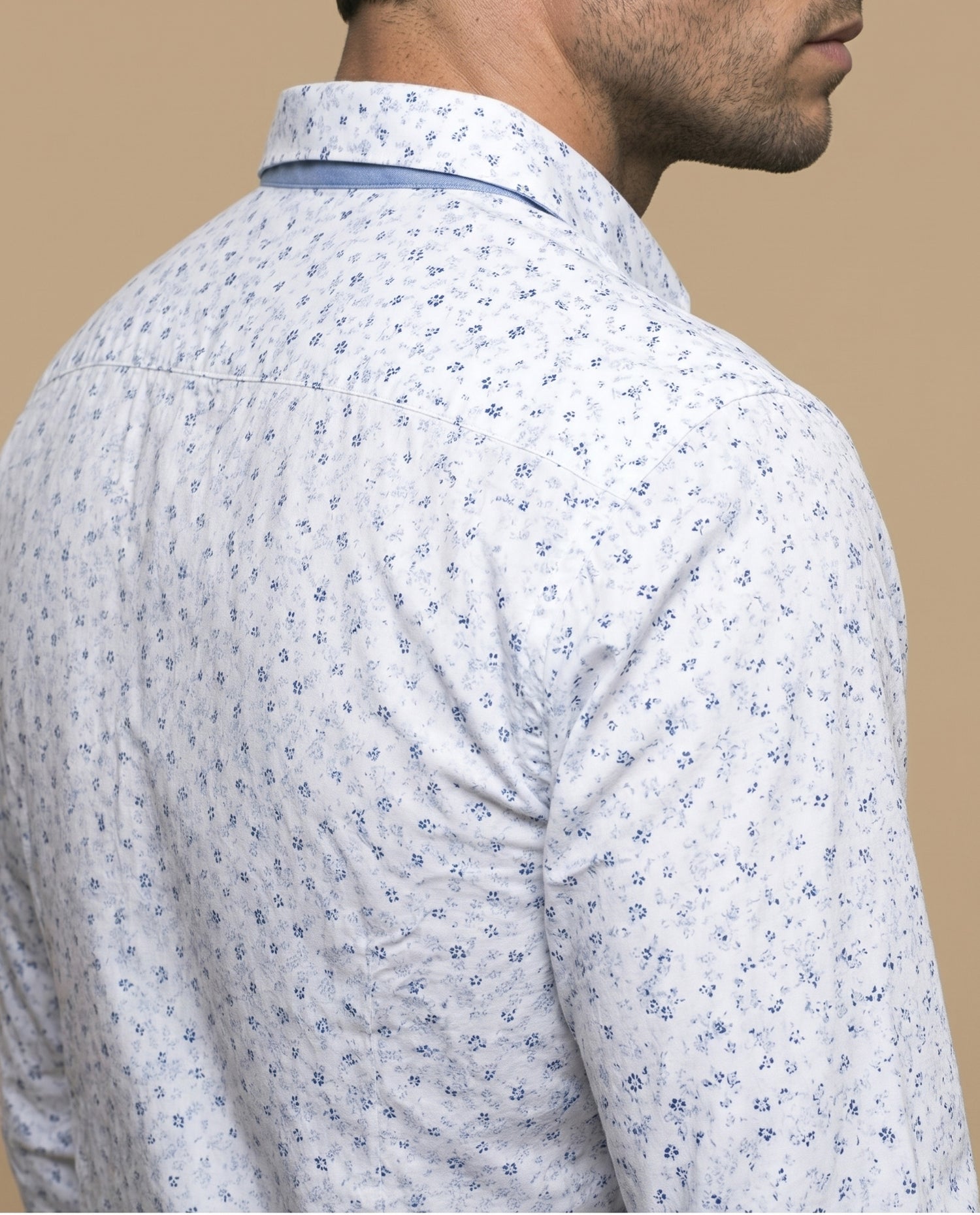 Camisa slim estampado floral azul - Blanco