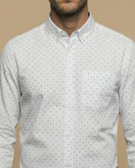 Camisa manga larga con estampado microgeométrico para hombre - Blanco