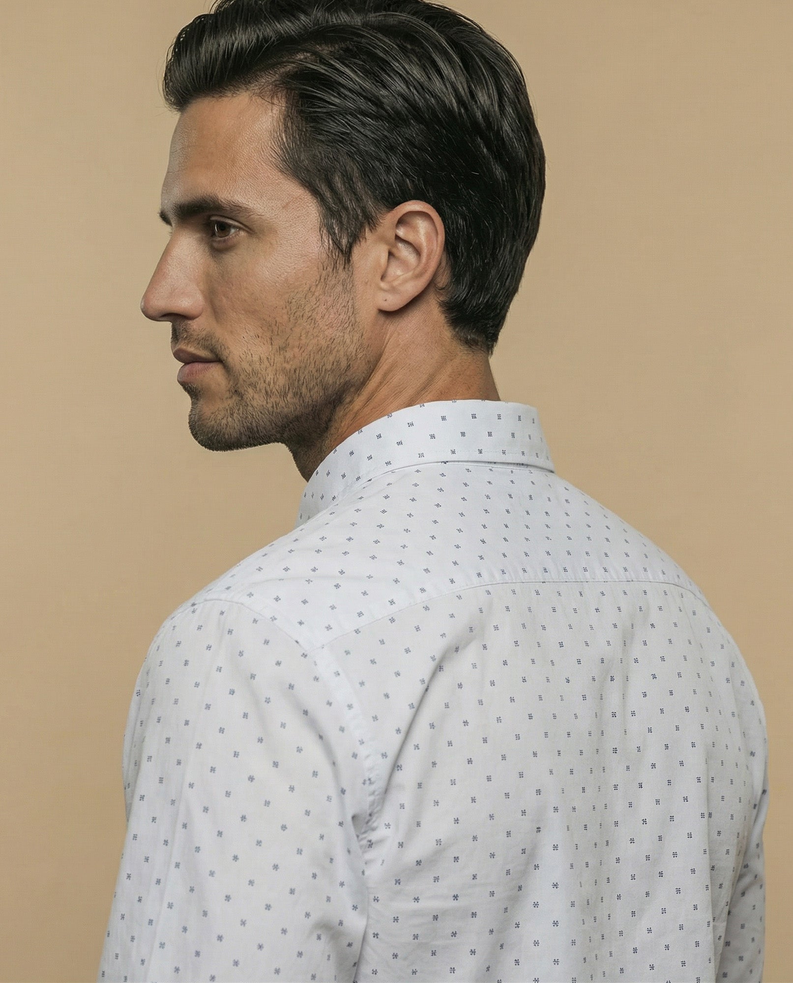 Camisa manga larga con estampado microgeométrico para hombre - Blanco 34_315E312_BLA114202_6