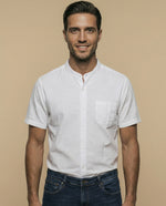 Camisa manga corta cuello mao con bolsillo - Blanco