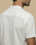 Camisa manga corta cuello mao con bolsillo - Blanco