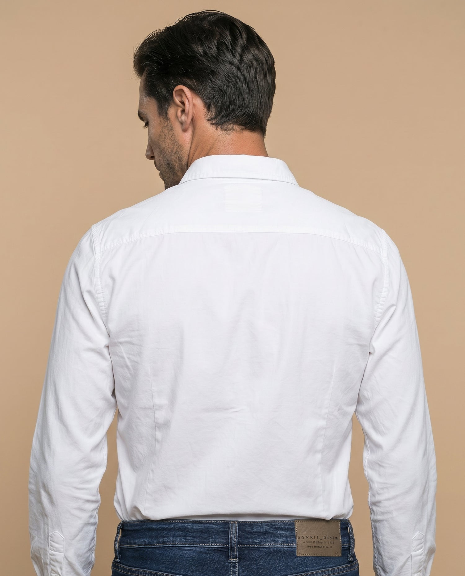 Camisa oxford manga larga con cuello button-down para hombre - Blanco