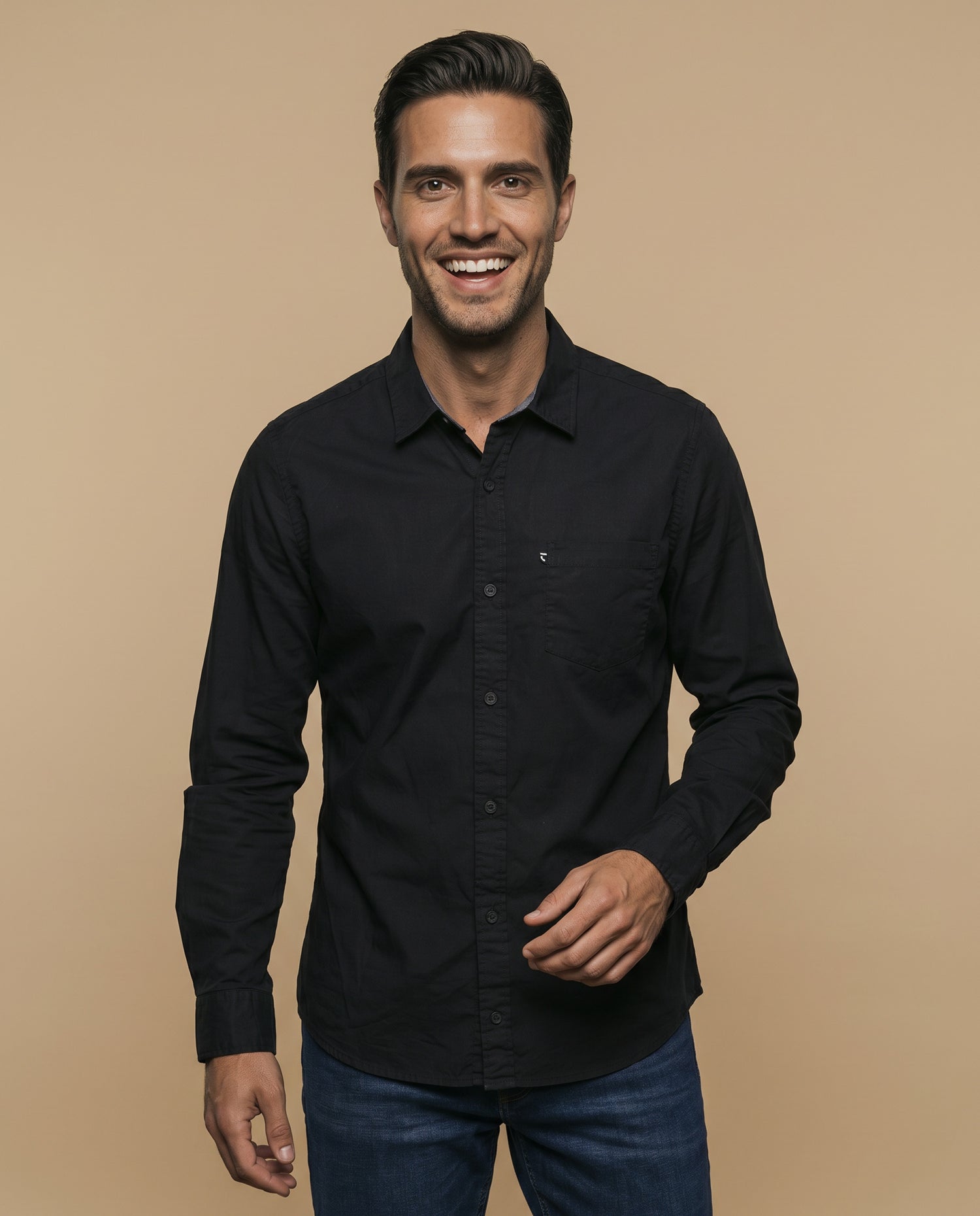 Camisa Slim Negra - Negro