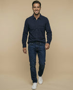 Camisa manga corta cuello camisero con bolsillo - Azul