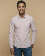 Camisa oxford manga larga con cuello abotonado para hombre - Rosa