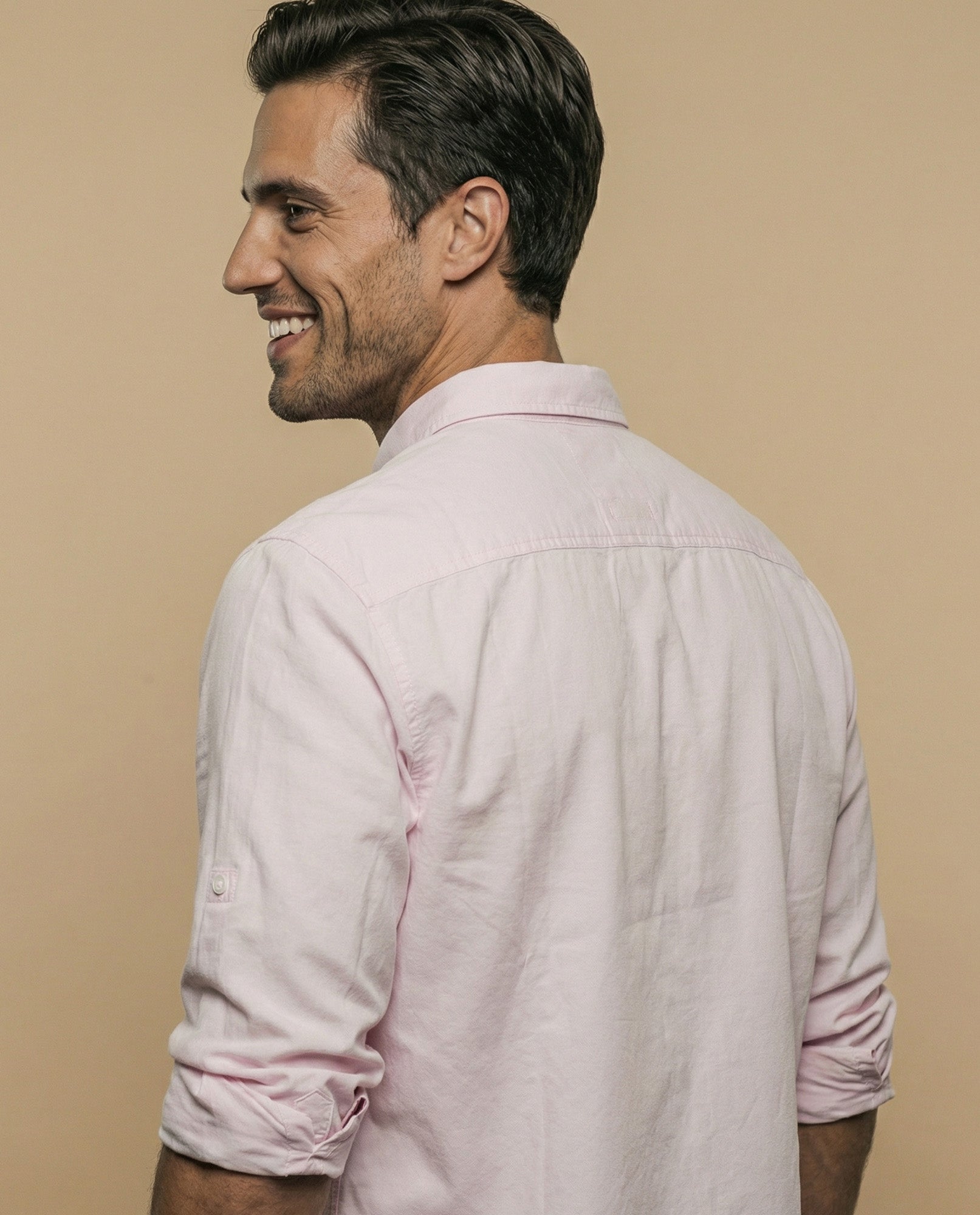 Camisa oxford manga larga con cuello abotonado para hombre - Rosa 34_315F313_ROS141506_6