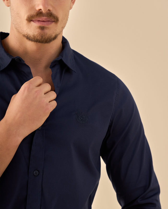 Camisa Clásica con Logo Bordado - Azul 34_315G300_AZU184035_3