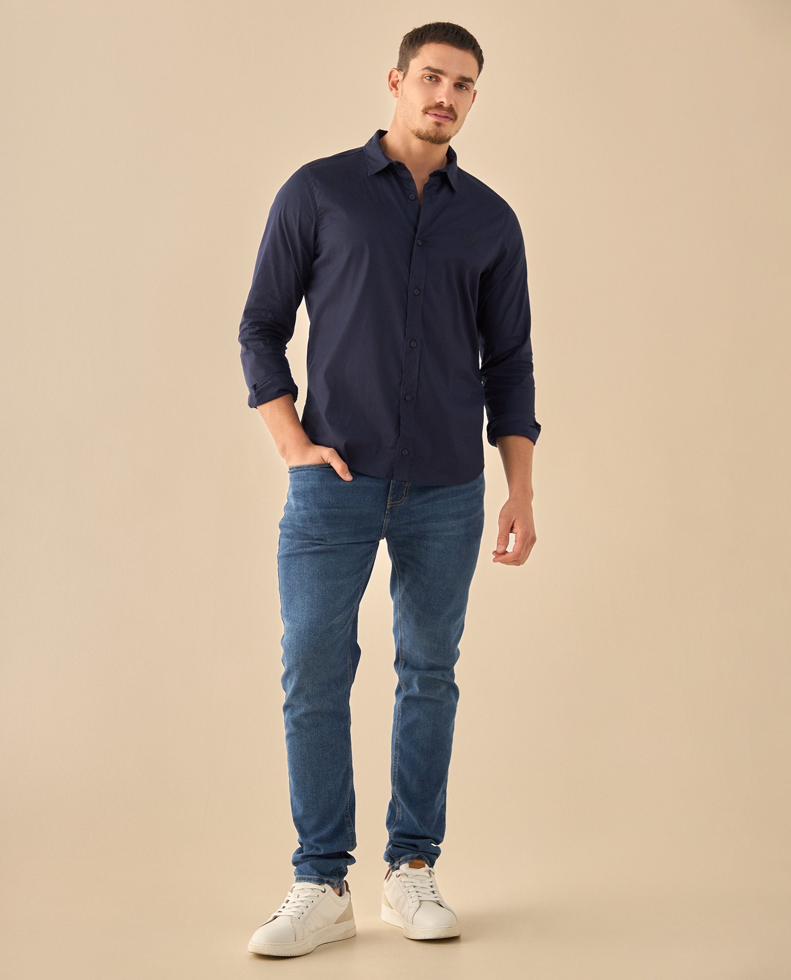 Camisa Clásica con Logo Bordado - Azul 34_315G300_AZU184035_5