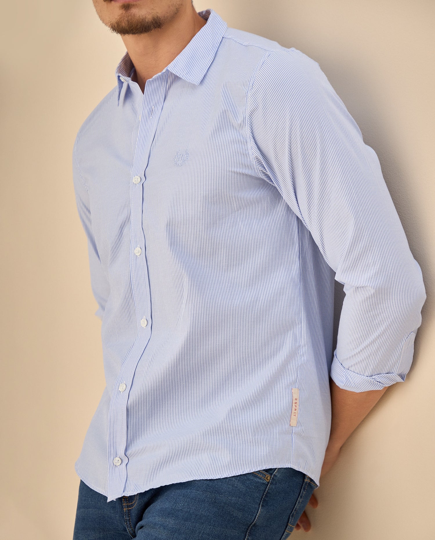 Camisa Clásica con Logo Bordado - Azul