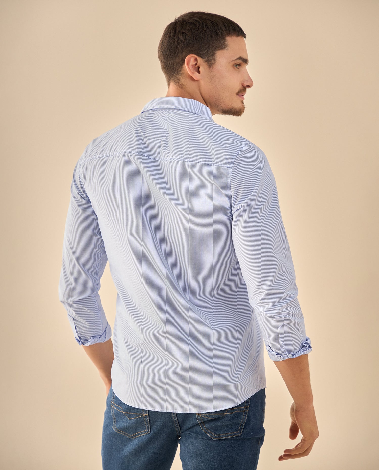 Camisa Clásica con Logo Bordado - Azul